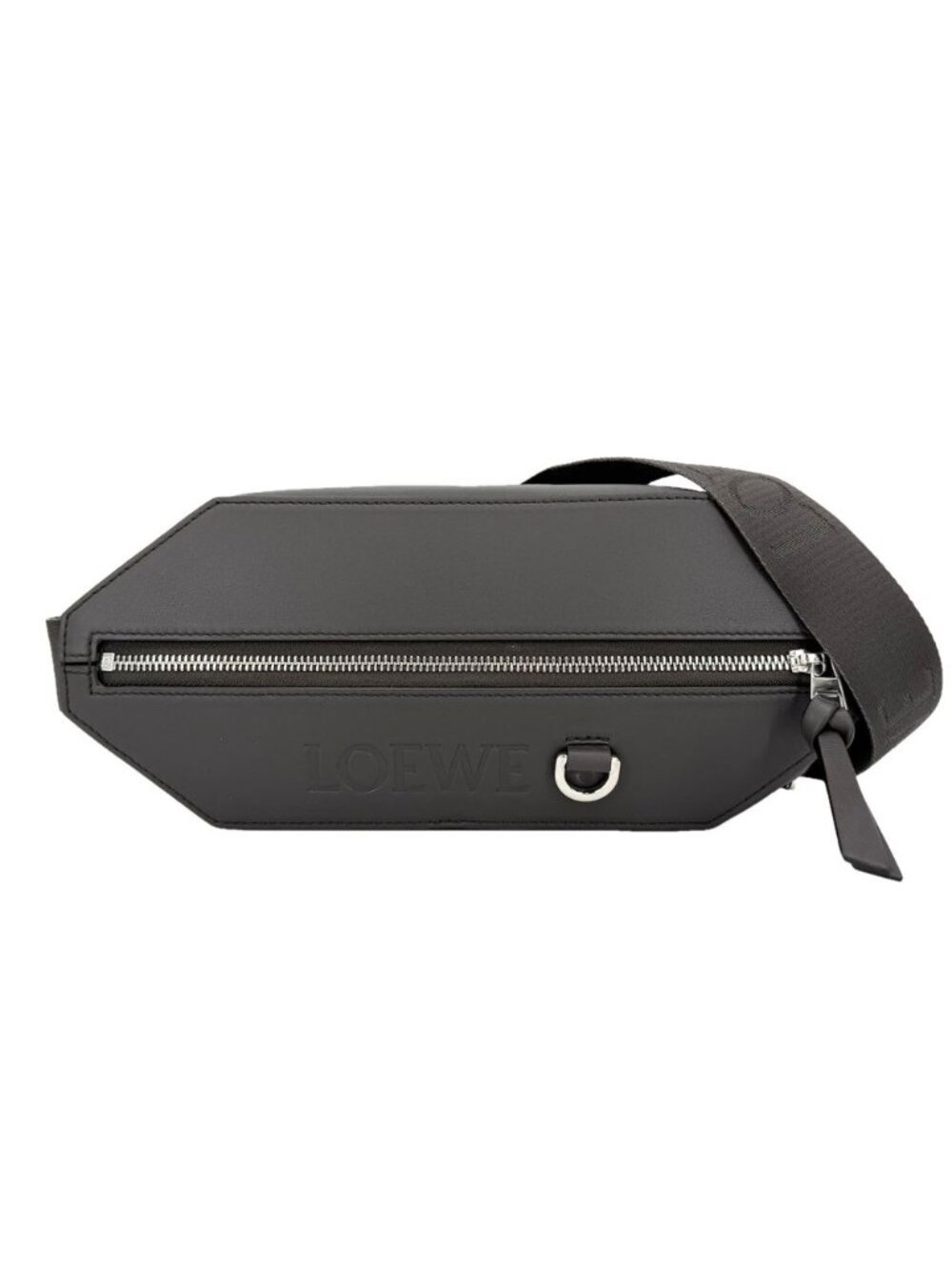 Loewe Belt Bag Convertible Shoulder Crossbody Leather Dark Gray Silver